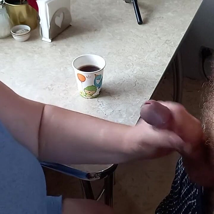 He cums in my coffee glass after jerking off