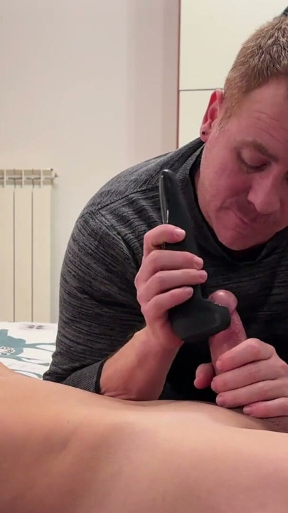 Jerk off my boyfriend with a toy | Clip 1