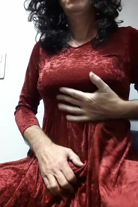 in velvet dress