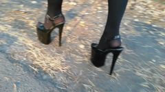 Lady L walking with 20cm extreme high heels