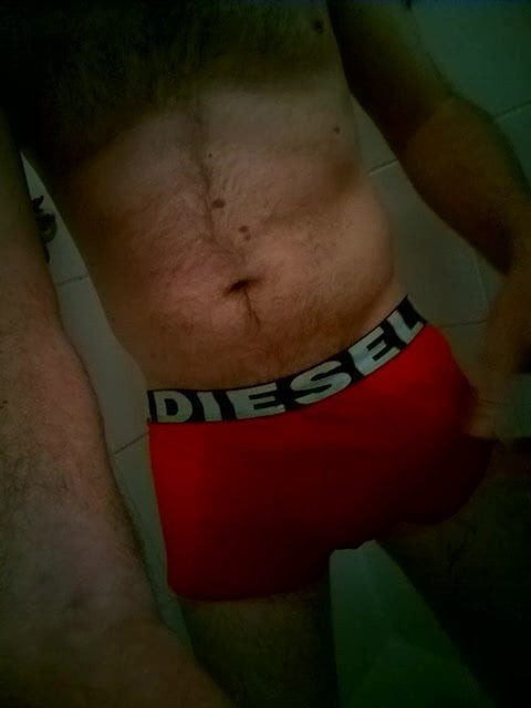 Peeing my red boxers.