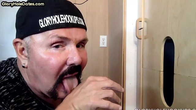 Cum swallow amateur DILF sucks BFs cock in gloryhole at home