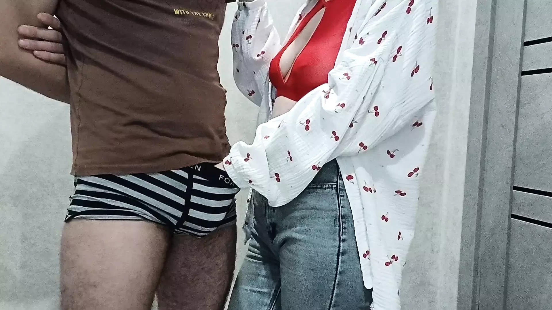 sexy stepmom jerks off stepson's cock
