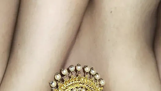 Yellow saree hot breast nipple licking