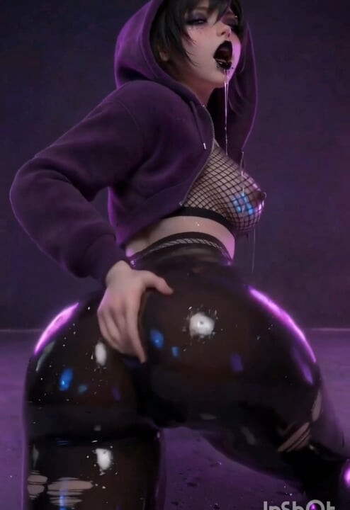 Alternatief gothic hentai-meisje masturbeert en twerkt