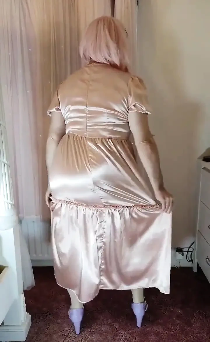 Crossdresser vintage satin dress