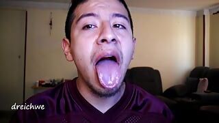 Tongue and mouth fetish with a lot of saliva