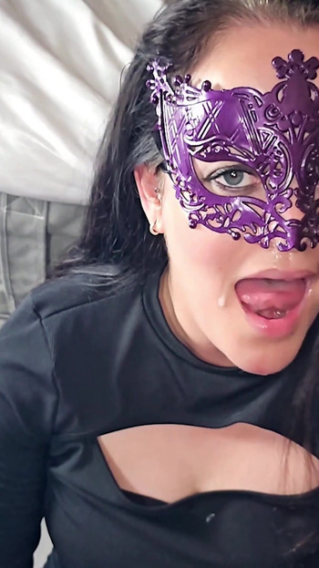 Stunning moment from "Amateur Milf gets her entire tongue covered in cum and then even more cum comes and then she swallows"