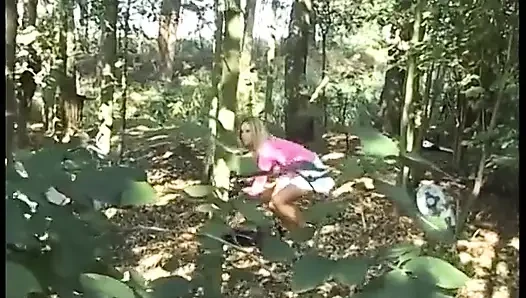 Cute Teen with Hot Tits and Mini Skirt in the Woods