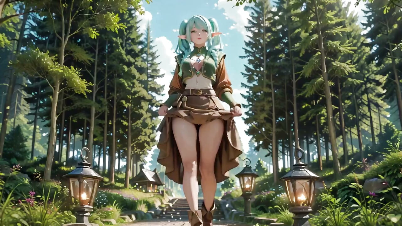 Forest Fantasy! Blue Elf Kneeling, Green Elf Teasing, Sun-dappled Magic & Wand Play, Who Gives in First?