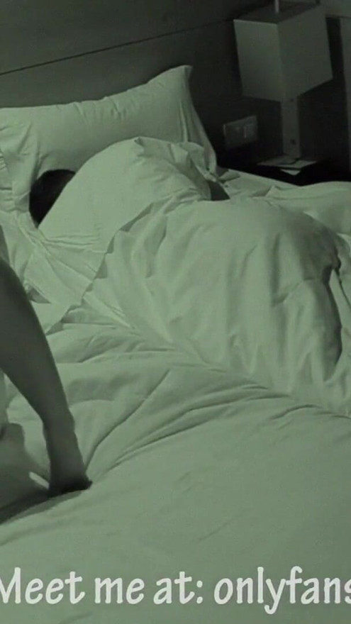 Hotel night cam catches cheating wife masturbating while husband sleps | Clip 1