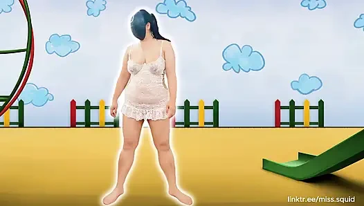Miss Squid Exercises in White Lingerie