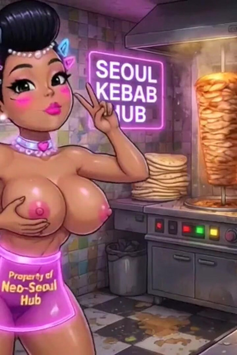 Funny Cartoon Girl Topless, Ai Animation