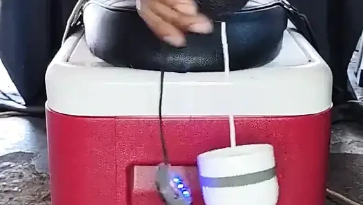 Cumshot + Oiled Black Dick & Ass on a Igloo/cooler (asshole Winking at Cumshot)