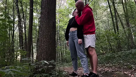 Extreme sex in the forest: with a young girl with big breasts.