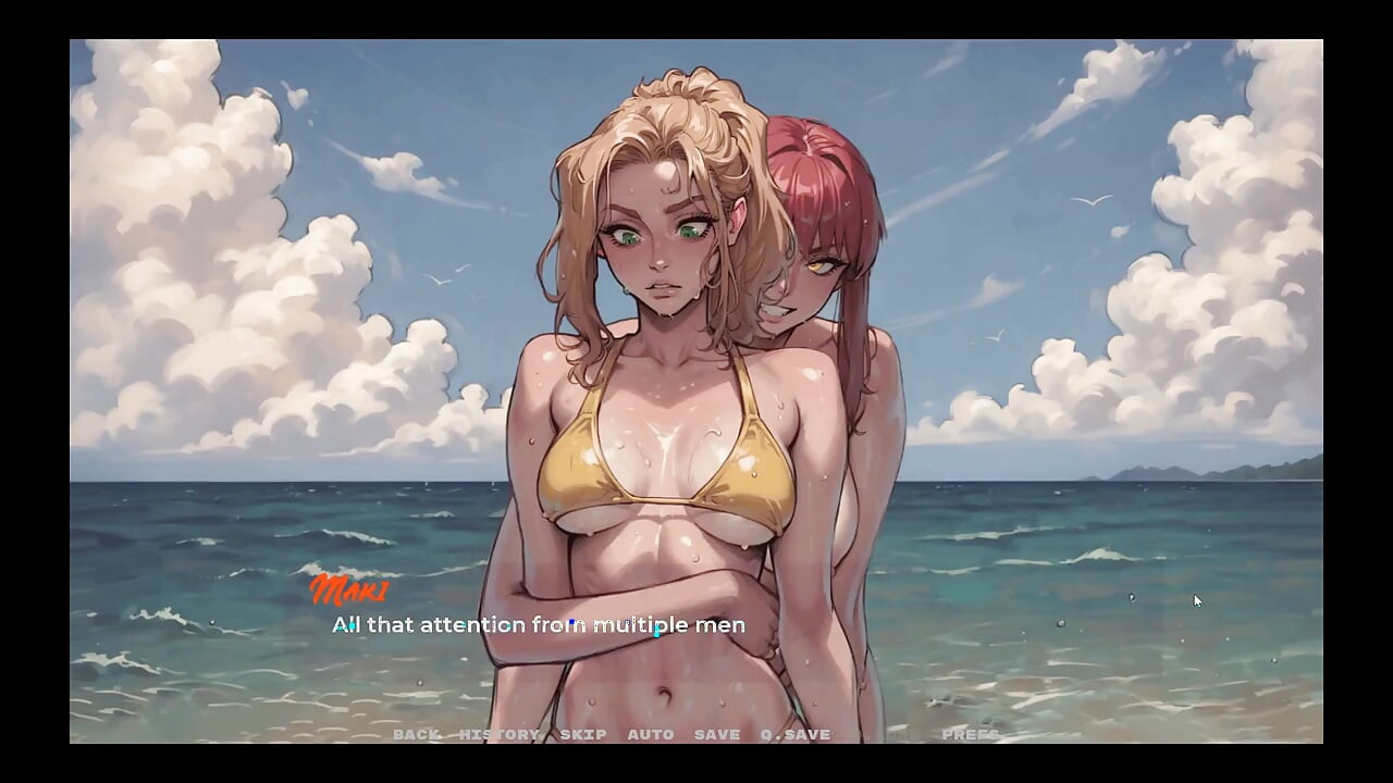Mi nueva novia Juego hentai tabú Ep.26 ¡Hermosas hermanas pervertidas se quedan en topless en la playa!