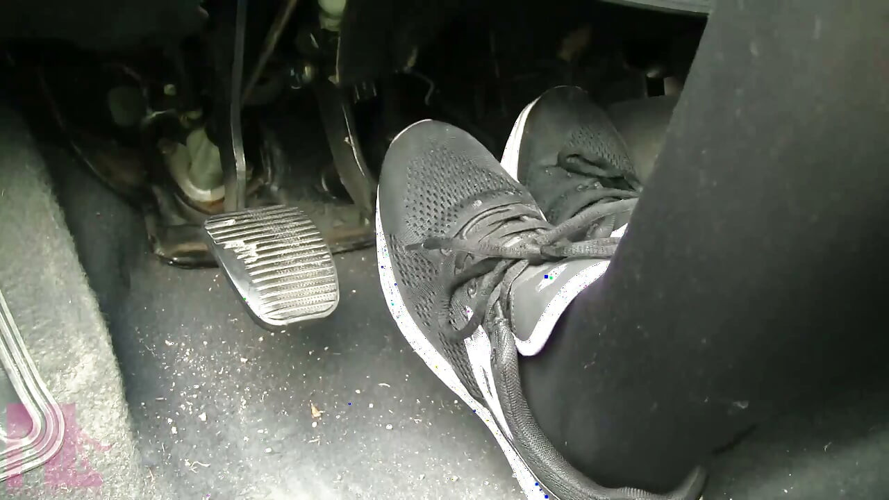 Sensual Pedal Pumping in Black Sneakers