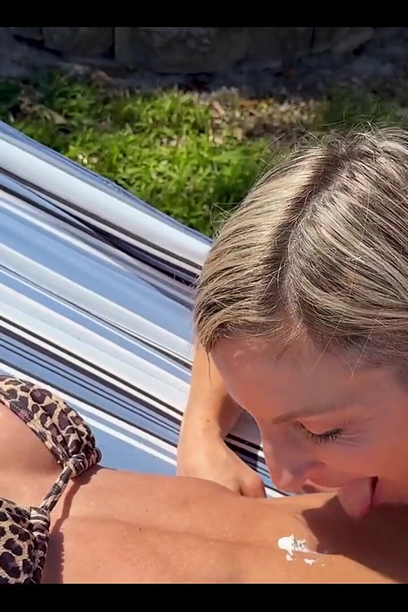 Lora Eats Whipped Cream of Buff Blondie's Abs