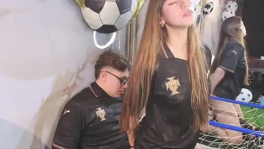 Sweaty amateur sex: My stepbrother fucks me after playing football.