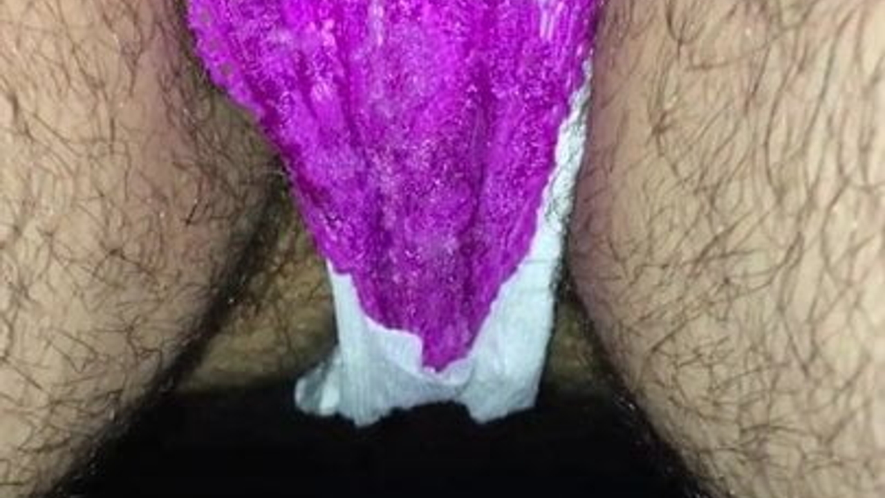 Purple lace panties with panty pads