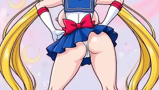 Sailor moon schüttelt ihre enge kahle arsch-muschi