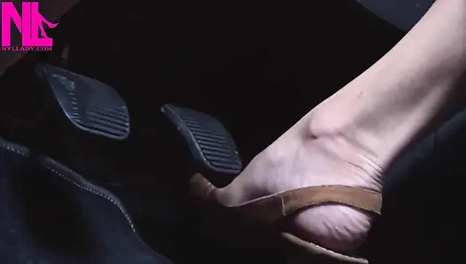 Revving and Driving in Light Brown Peeptoe Sandals