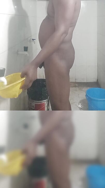 Bathing show nude bath shower black cock showing