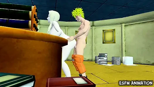 Naruto memnun edici bayan hokage ofisinde