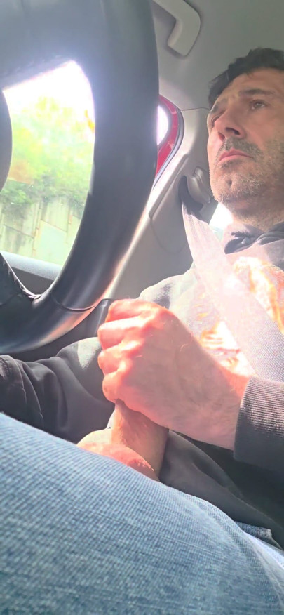 Straight guy gets horny and jerks off while driving, he almost got caught | Clip 1