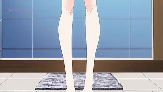 Marin X Gojo: секс в ванной с фигуристой сводной сестренкой (хентай секс-пародия)