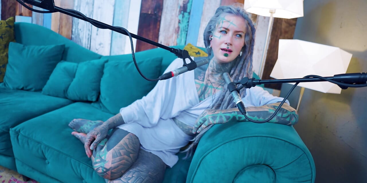I talk about O - Overcome - ASMR podcast SFW talking goth skinny girl dreadlocks tattoo model inked girl