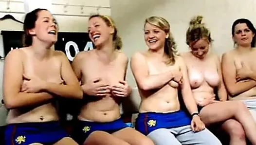 Sports team examines their breasts