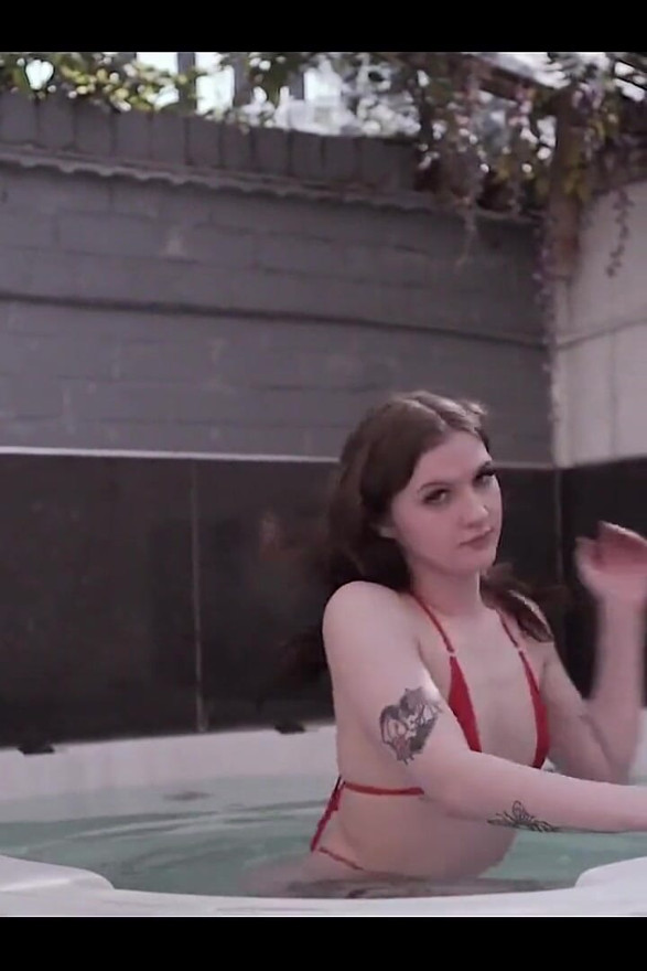 Relax in the hot tub with a horny little bunny