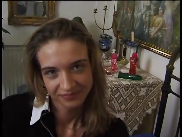 Small titted teen is playing with her pussy at the casting