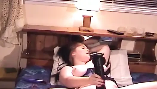 A Vintage Episode of Chubby MILF Fucking Herself with a Huge Dildo