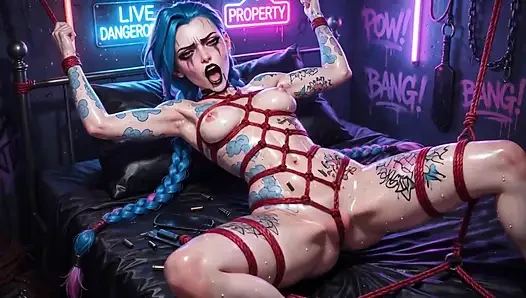 Explicit Jinx Hentai Compilation, Wet Shiny Body, Multiple Poses, Arcane Ai