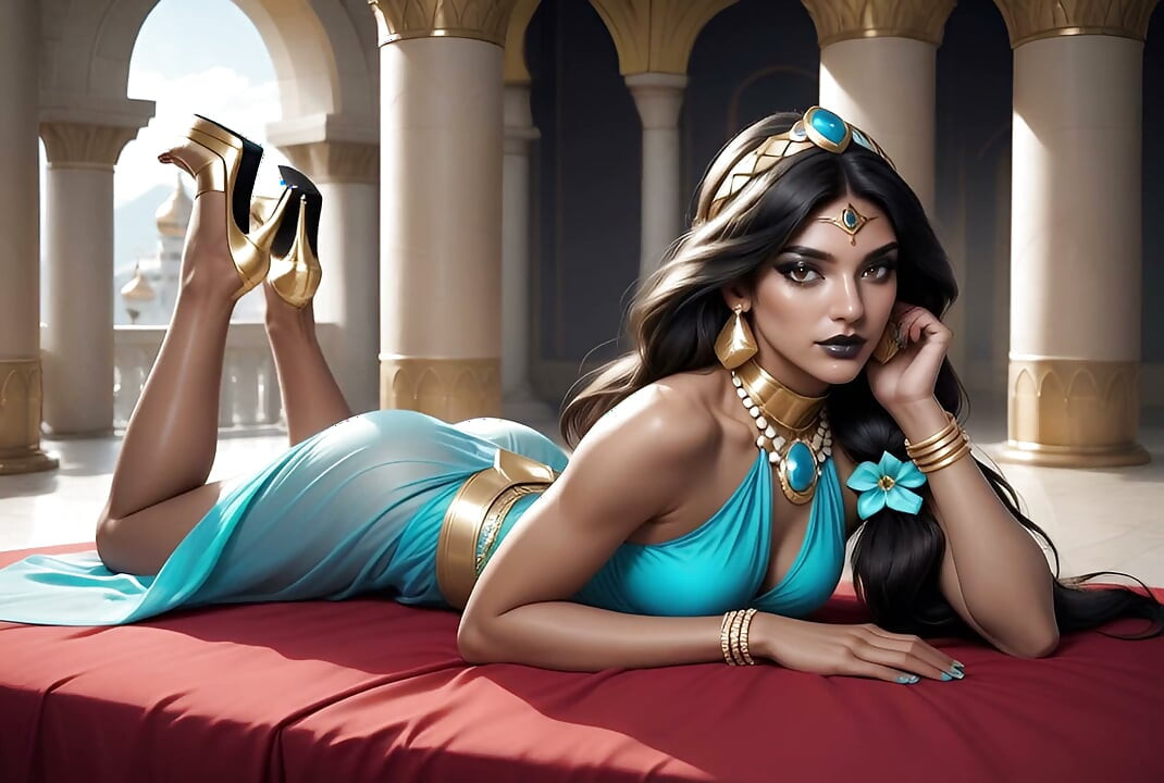Princess Jasmine Waiting for Aladdin's Cock