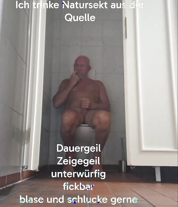 Naked and playable in the public toilet