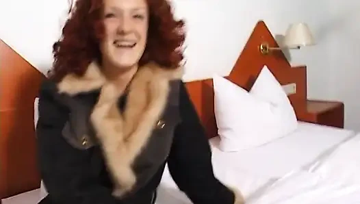 Curly hair redhead teen gets fingered in pov action