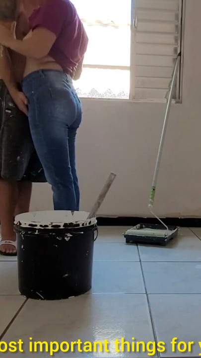 Married housewife cheats on her husband with a painter with a big dick | Clip 2