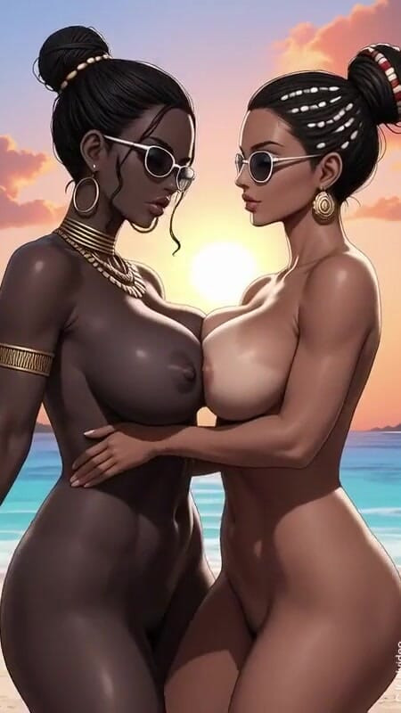 Beautiful African women on beach (Ai animation) | Clip 2