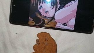 Quick cum on food with hentai