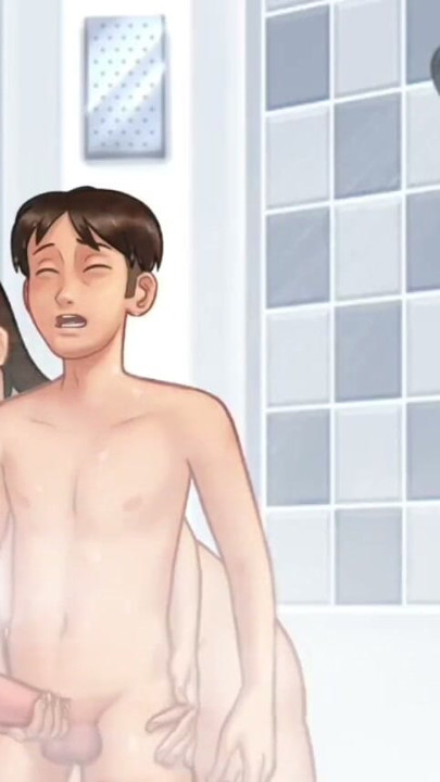 Anon sucks Debbie's asshole and squeeze her big boobs in shower - summertime saga gameplay part 4 | Clip 1