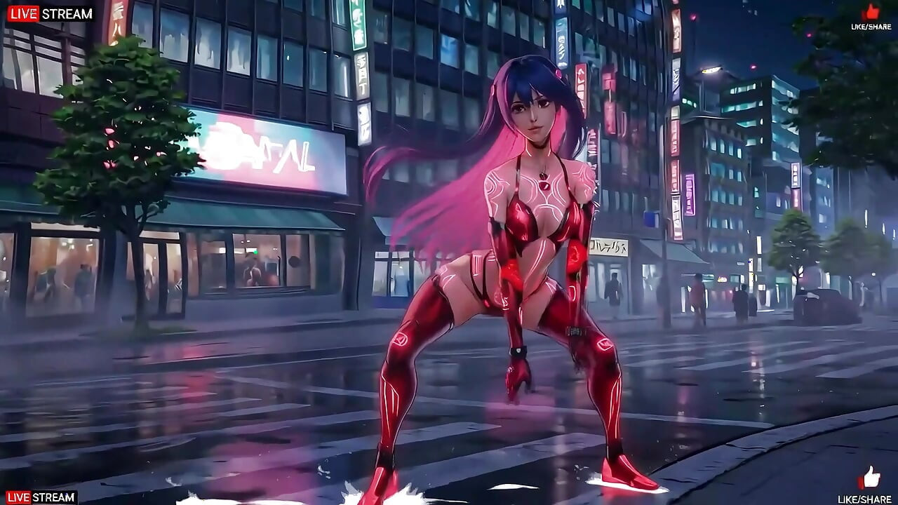Sensuell Cyberpunk-jente i punkstil - flere hete scener