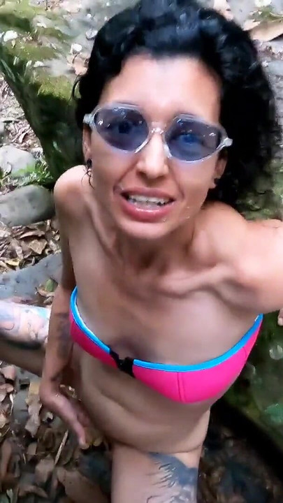 Powerful moment from "Foreigner fucks me in a river made me suck guebo and I loved his cum  Colombian Sex"