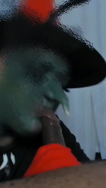 Powerful moment from "a very hot witch sucking a big cock and it doesn't fit in her mouth"