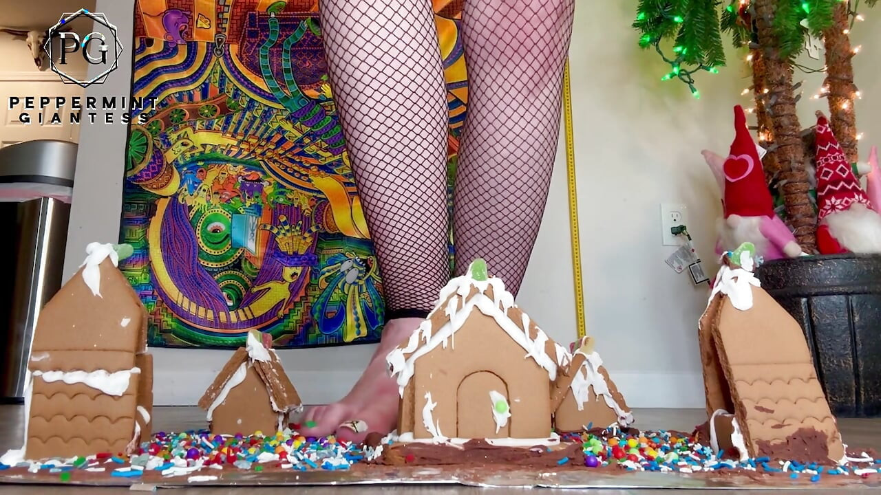 Riesin, weihnachtsdorf Zeitlupe zerstört meine rothaarigen häuser in zeitlupe