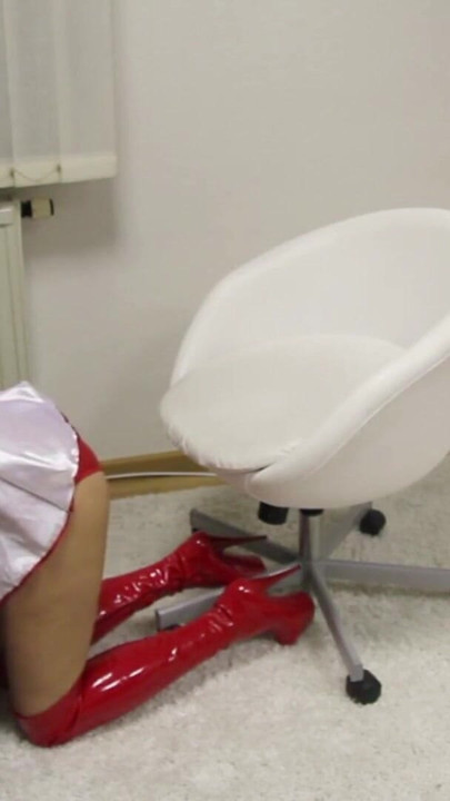 Captivating moment from "German MILF Nurse Katie Gives Young Virgin Boy His First Blowjob"