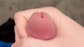 Edging my hard cock and then shooting a massive load into my hands