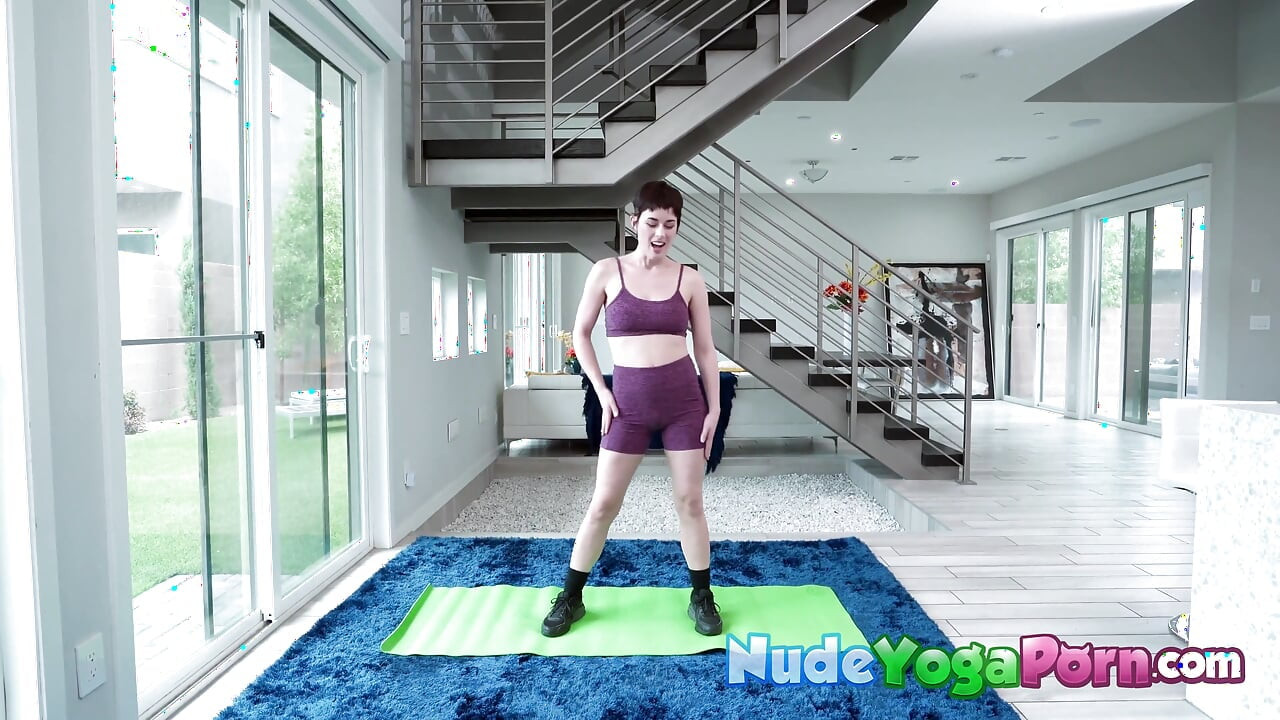 All-natural olive glass shows stretching moves nude